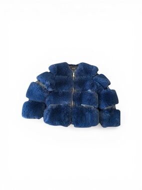 AKIRA Girl size 10 Royal Blue Teddy Faux Fur zip up Coat two front pockets